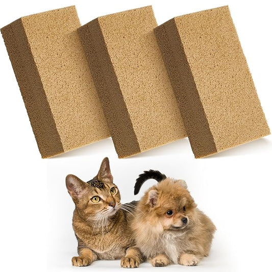 3 Pack Pet Hair Remover Sponge Cat and Dog Hair Sponge Rubber Pet Fur Lifter Removal Tool, Remove from Furniture, Carpet, Bedding, Clothing, 6.26 x 3.28 x 1.89 Inch