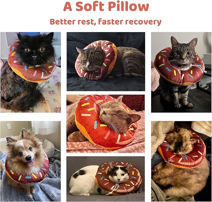 Amakunft Adjustable Cat Cone Collar Soft, Cat Recovery Collar, Cone for Cat After Surgery, Cat Neck Cone, Elizabethan Collar for Cat and Kitten (Donut M (Neck:6"-13"))