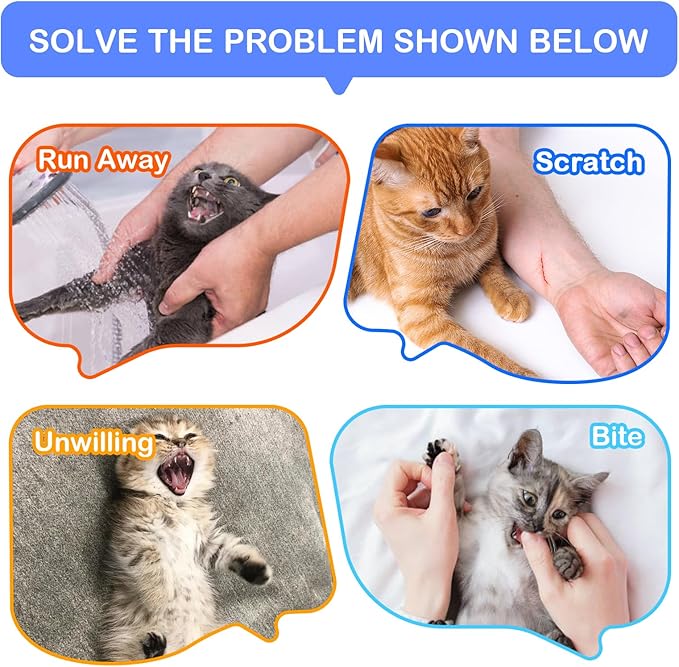 Cinf Cat Bathing Bag(Free Muzzle) Breathable Mesh Anti Scratch Adjustable Cat Grooming Bag for Nail Trimming, Bathing Soft Cat Washing Bag(Blue) M