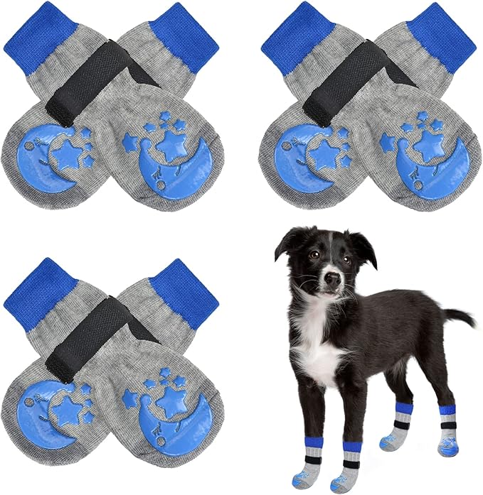 BEAUTYZOO Anti-Slip Dog Socks,Dog Shoes for Hot/Cold Pavement,Paw Protectors with Grips 3 Pairs for Puppy Small Medium Large Senior Old Dogs,Dog Socks to Prevent Licking and Hardwood Floor Protection