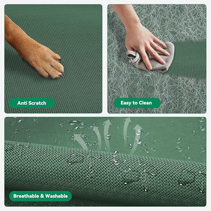 Elevated Dog Bed Raised Outdoor Dog Cot for Medium Dogs, Installation Requires No Tools, Frame with Washable Cooling Breathable Mesh Anti-Slip Feet, Indoor Pet Bed, Green, 35.4 Inches