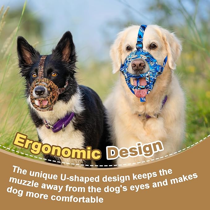 Basket Muzzle to Prevent Biting, Dog Muzzle for Large Medium Small Dogs Allows Panting Drinking Anti Chewing, Perfect for Grooming Trimming Training and Aggressive Reactive Dogs (Brown, Size 3)