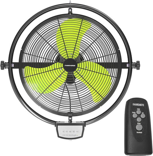 20 Inch Wall Metal Fan Pro Series Remote Control, High Velocity Wall Mount Fans for Commercial, Residential, Warehouse, Covered Patio, Shop, Garage, Barn 3 Speed 5200 CFM UL Safety Listed