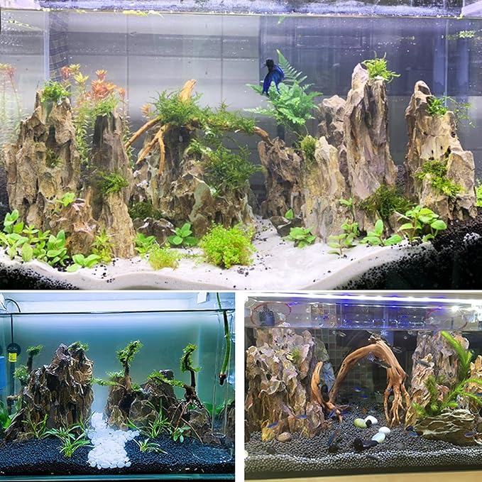 Unocho Aquarium Stone Rocks Dragon Stone Rock 10LB Aquarium décor Rocks Aquascaping Stone Fish Rocks for Aquariums Landscaping Model Tank Decoration-2-6 inches