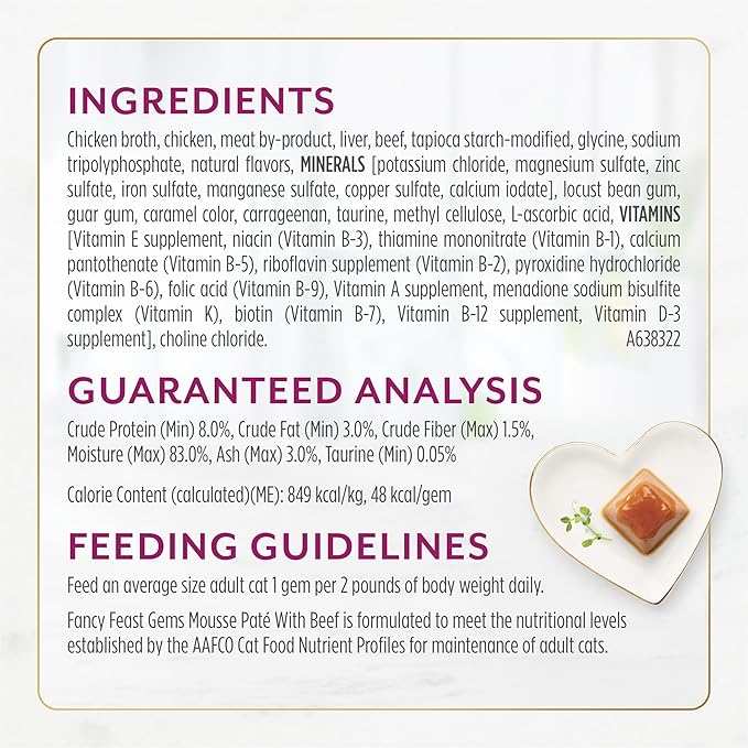 Fancy Feast Gems Pate Cat Food Mousse with Beef and a Halo of Savory Gravy Cat Food - (Pack of 8) 4 oz. Boxes