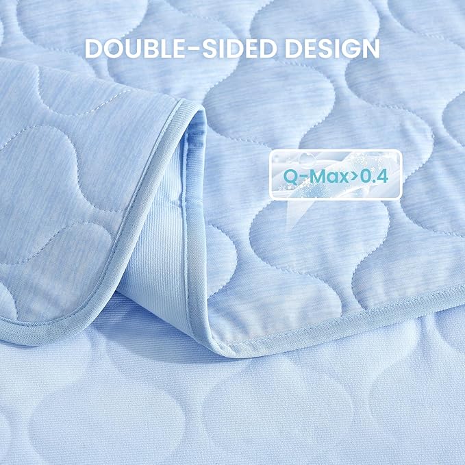 Cozy Bliss Leakproof Cooling Blanket for Large Dogs – Q-Max>0.4, Durable & Washable Dog Cooling Mat for Hot Weather, Soft Pet Throw & Couch Protector for Dogs & Cats, 40x60 Inch, Heather Cool Blue