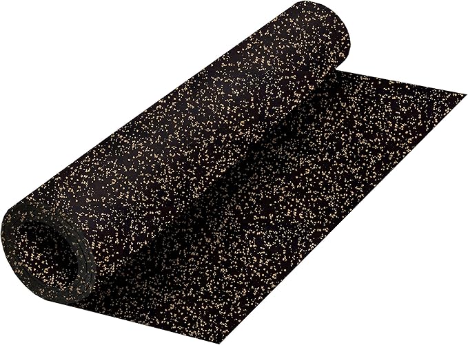 Playsafer Genaflex Rubber Gym Floor Mat, Heavy Duty Commercial Protective Gym Flooring Roll - 8mm Thick (4' X 6', 15% Tan)