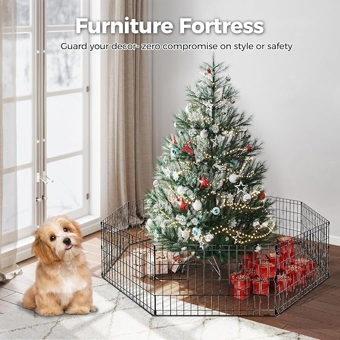 Foldable Dog Playpen 36" Height 8 Panels Metal Exercise Pen No Door - Indoor/Outdoor Dog Play Pen for Small-Medium Dogs, Portable Pet Fence for Yard Garden Camping, Black