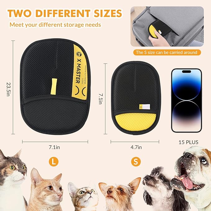 3Pcs Pet Hair Removal Glove for Cats & Dogs, Efficient Grooming Gloves for Pet Hair, Cat Grooming Gloves for Hair Removal, Magic Pet Grooming Glove for Couch, Furniture, Carpet, Curtain (2L1S)