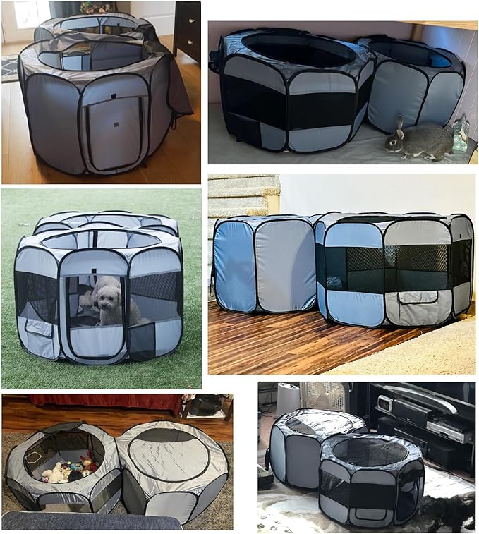 EighteenTek XLarge 2-in-1 Pop up Dog Playpen, Assembly-Free, with Leakproof Pet Pee Pads,Portable Foldable Cat Tent Enclosure Indoor Outdoors Puppy Kittens Small Animals Crates (M, 72" Lx36 Wx24 H)