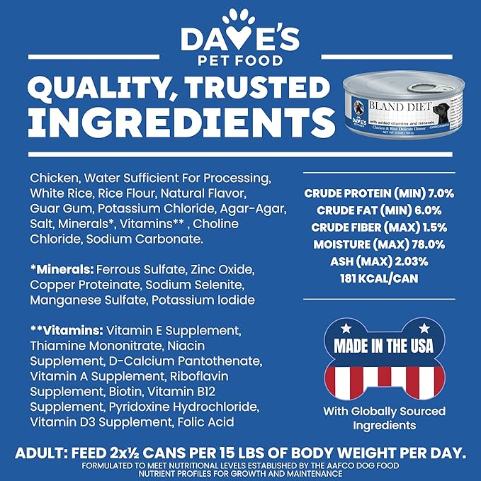 Dave's Pet Food Sensitive Stomach Dog Food (Chicken & Rice), Easy to Digest, Gluten-Free, Digestive Care, Wet Canned, 5.5 oz (Case of 24)