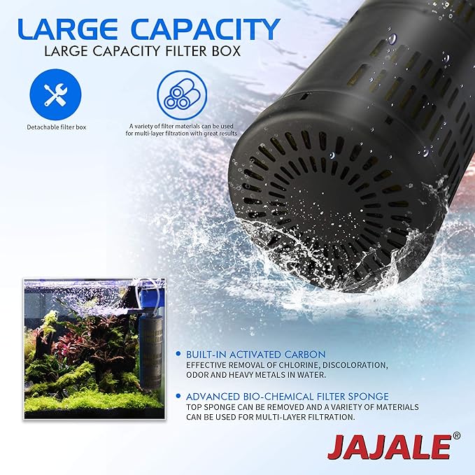 Water Pump 210 GPH 3-in-1 Submersible Internal Filter Aquarium Powerhead Water Pump Ultra Quiet for Aquarium,Fish Tank-4 Pack
