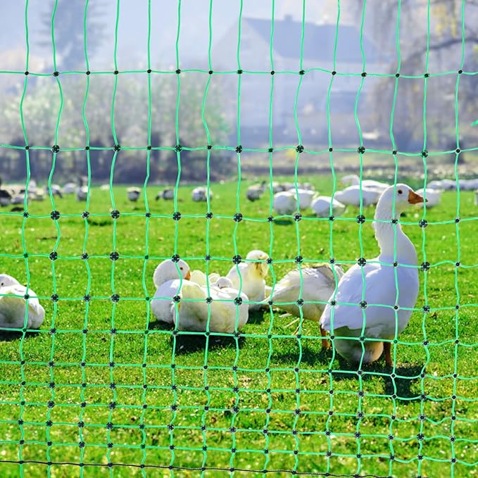 VEVOR Electric Poultry Netting, 48" H x 168' L, PE Net Fencing Kit with Posts & Double-Spiked Stakes, Utility Portable Mesh for Chickens, Ducks, Geese, Rabbits, Used in Backyards, Farms, and Ranches