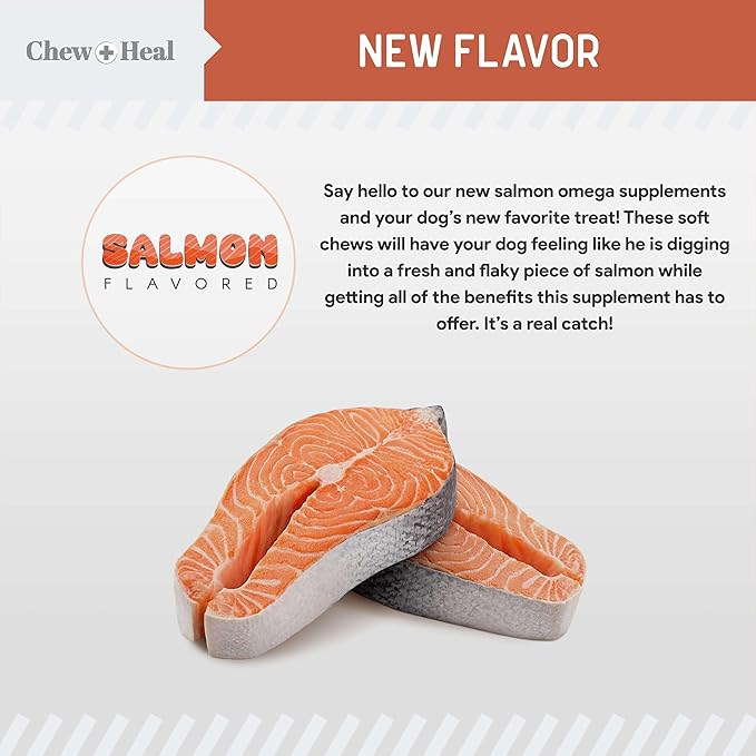 Fish Oil Omega 3 Supplements for Dogs -360 Soft Chew Treats for Skin and Coat -Salmon Oil Blend of Fatty Acids, Omega 3, 6, Vitamins, Antioxidants -Made in USA (2 Packs of 180, Salmon Flavor)