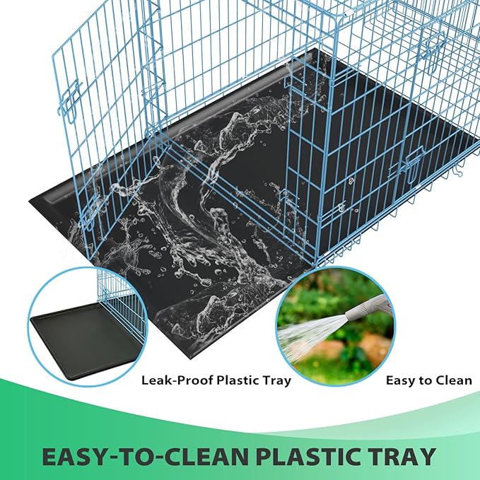 BestPet | Dog Crate | 24" | Blue | Foldable Metal Kennel with Double Doors, Secure Slide-Bolt Latches, Leakproof Tray | Portable Dog Cage for Small Breeds | for Travel, Indoor & Outdoor Use