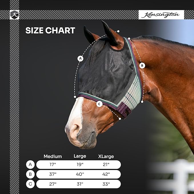 Kensington 90% UV Fly Mask CatchMask UViator - Without Ears & Forelock Freedom Web Trim Size: Medium Color: 500 - Desert Sand