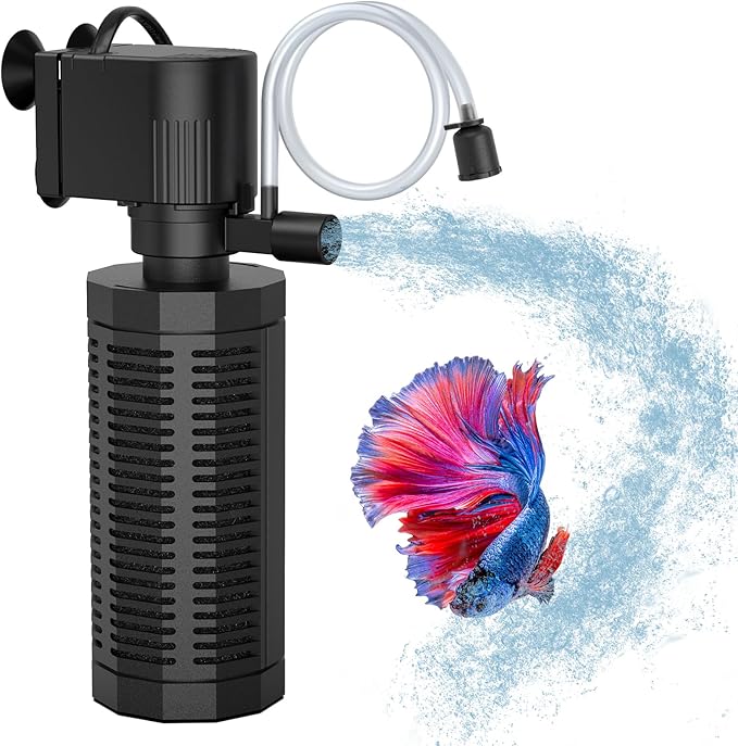 Aquarium Internal Filter for 20-50 Gallons, Ultra-Quiet Fish Tank Filter Biochemical Filtration 320GPH Powerful Pump Submersible Aquarium Filter Tank Clear Air Supply