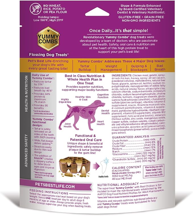 Dog Dental Treats – Vet VOHC Approved, Removes Tartar & Cleans Teeth – Yummy High Protein Chicken Treat for Medium Dogs (Mini Pack, 9 Count)