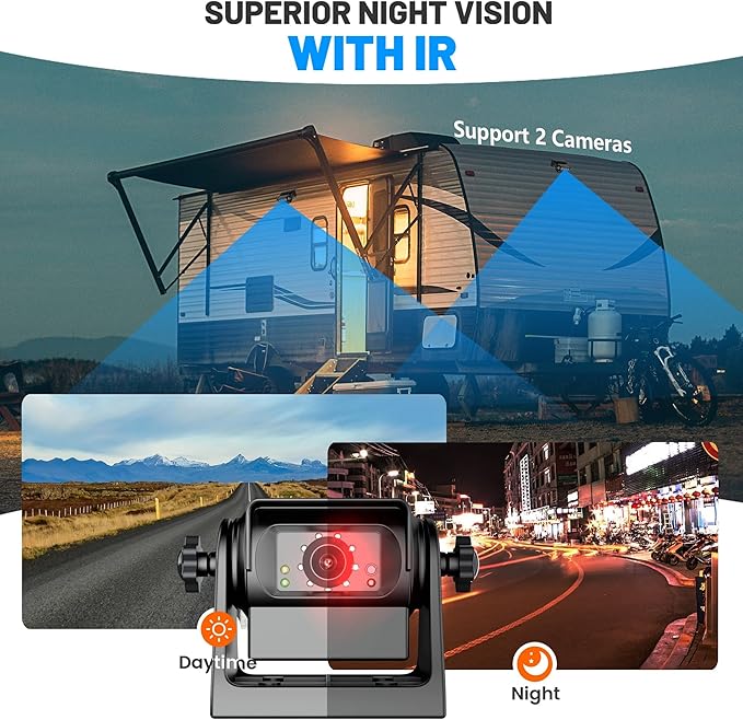 EWAY Wireless WiFi Magnetic Hitch Backup Camera 1080P HD Rechargeable Battery Powered No Wiring Rear View Reverse Monitoring Camera for Car Truck Pickup RV Camper 5th Wheel Horse Trailer Boat Trailer