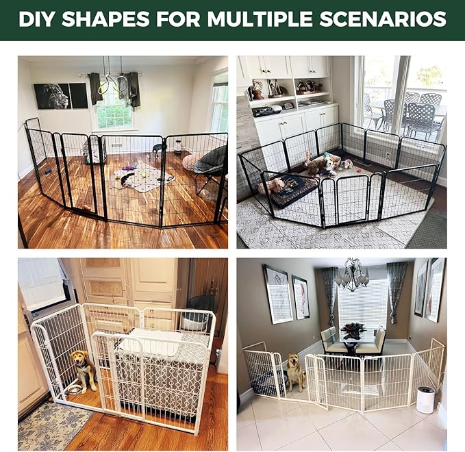 FXW Homeplus Unleashed Indoor Dog Playpen - Stress-Free and Safe Play, Heavy Duty 45 Inch 16 Wire Panels Dog Pen for Large Dogs, White│Patented