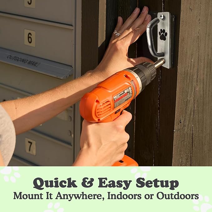 Canine Hitch- Secure Dog Leash Parking Mounted Indoor – Outdoor Wall Hook - Tie Out Stainless Steel Practical Lead Management for Home & Business, Slim Compact