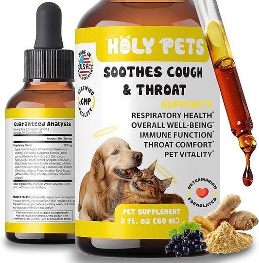 Cough Medicine for Dogs & Cats, Respiratory Infection Support - Sneezing Relief & Kennel Cough Treatment - Pet Asthma Support - Made with Natural Ingredients in The USA