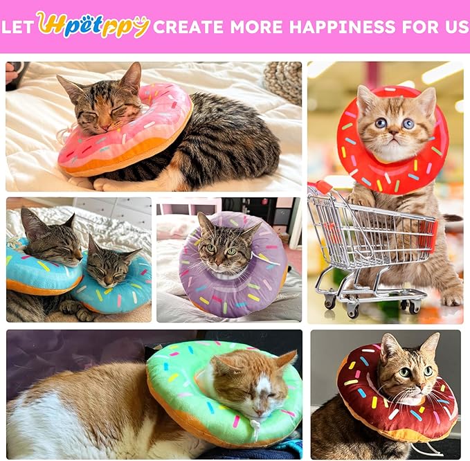 Cat Cone Collar Soft, Cat Recovery Collar for Wound Healing Cute Cat Adjustable Cat Cones to Stop Licking Comfortable Lightweight Neck Elizabethan Collars for Cats Purple
