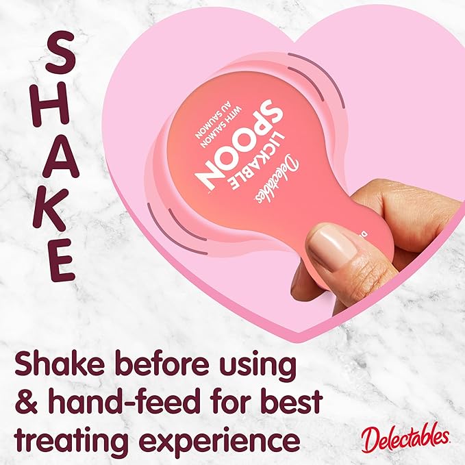 Delectables Lickable Spoon™ Handheld Wet Cat Treats Made with Real Chicken & Salmon, Creamy Puree, Mess Free, Quick & Easy, Grain-Free, No Added Fillers, No Added Preservatives, Variety Pack, 20ct