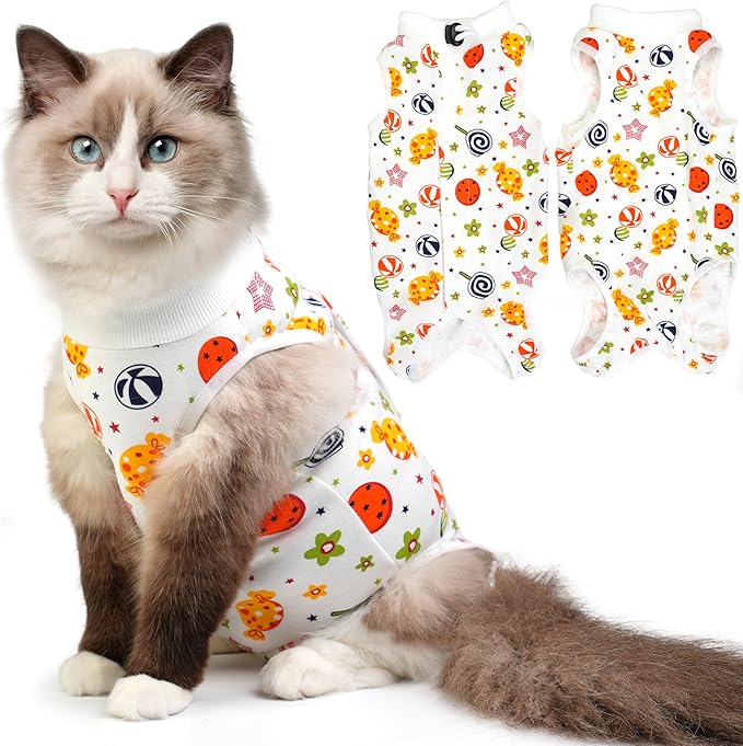 Cat Recovery Suit for Spay Abdominal Wounds, Breathable Cat Onesie for Cats After Surgery Female, Kitten Surgical Recovery Suit Female Cone of Shame Alternative for Cats Anti Licking