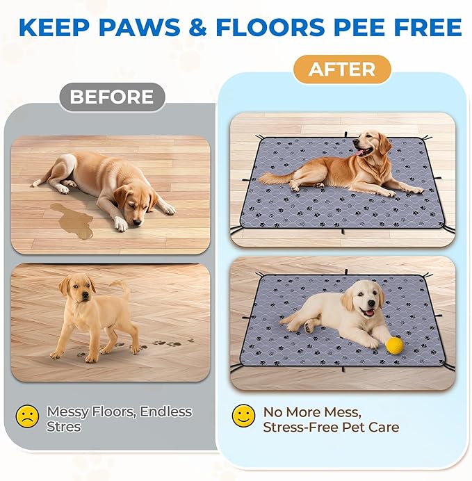 Fostanfly Washable Dog Pee Pads, 2 Pack 36''x72'' Non Slip Reusable Puppy Pee Pads with Great Urine Absorption, Dog Mats for Whelping, Potty, Pet Training