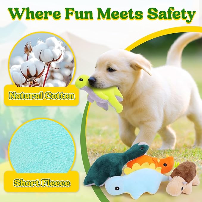 20-Pack Adorable Dinosaur Puppy Toys – Distinct Dino-Themed Squeaky Dog Toys for Small Dogs to Keep Them Busy, Interactive Chew Toys for Mental Stimulation & Gentle Teeth Cleaning