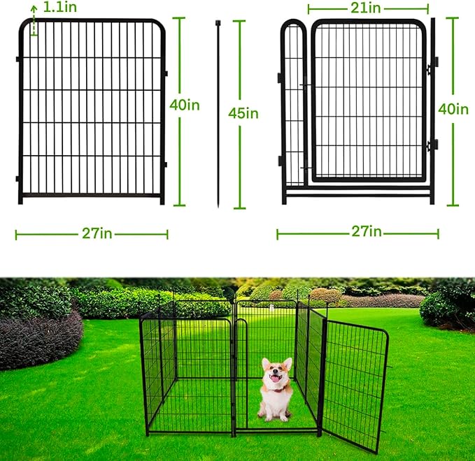 Garden Fencing 40 inch High, 14 Panels Total 31 Ft(L), Gate 21 inches Wide with Low Sills. Fencing for Garden Beds, Dog Digging Fences Barrier, Dog Fences for The Yard, Animal Barrier Fence