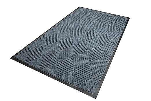 WaterHog Diamond-Pattern Commercial Grade Entrance Mat, Indoor/Outdoor Floor Mat 3' Length x 2' Width, Bluestone by M+A Matting