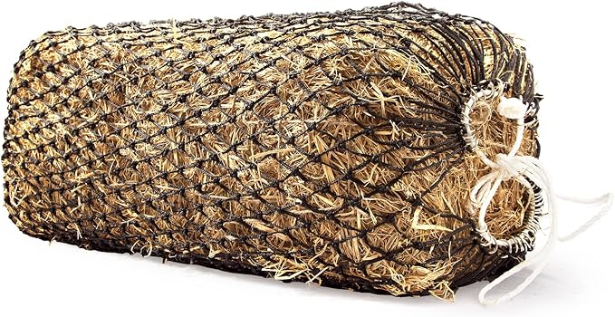 Bloomoak Slow Hay Net Feeder for Horses, Durable Soft Black PE 2String Hay Bales Bags with 2" Hole, Fit 36 * 18 * 18" Square Bale Easily…