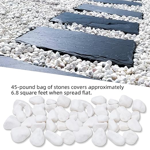 45LB 1"-2" White River Rocks for Plants, Polished Pebbles for Garden Landscaping, Planters, Aquariums, Vase Fillers – Indoor & Outdoor Decor