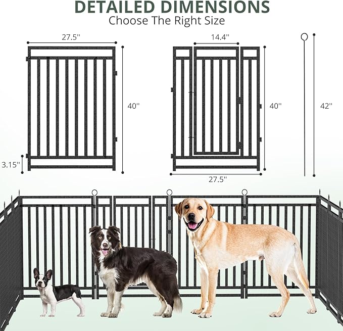 Dog Fence Outdoor Indoor, 40" Inch Height 32 Panels Dog Playpen for Large/Medium/Small Dogs Metal Dog Pen for Yard Camping and RV | Black-Silver