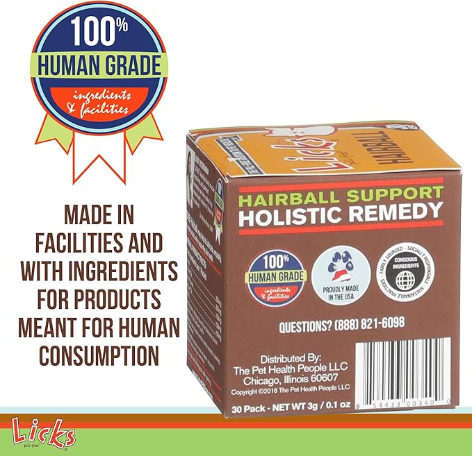 Cat Hairball Support - Cat Grooming Supplies Remedy - Beeswax & Cod Liver Oil Hairball Control - Skin Supplement - Gel Packets - 30 Use