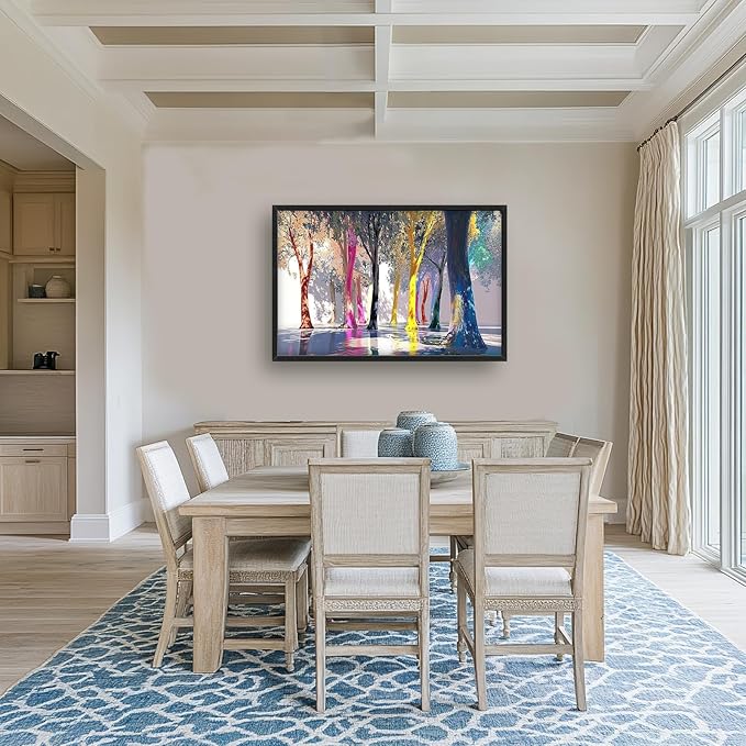 Framed Large Trees Wall Art for Living Room, Oversized Abstract Forest Wall Decor Colorful Nature Canvas Painting Modern Artwork Home Decoration for Living Room Bedroom Dining Room Office 36"x24"