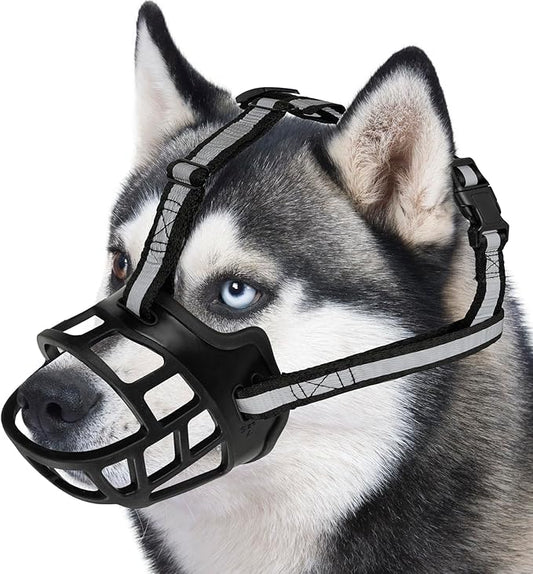 Dog Muzzle for Large Dogs, Breathable Basket Muzzles for Small, Medium and X-Large Aggressive Dog, Allows Panting Drinking, Suitable for Grooming Trimming Training (1, Blacks)