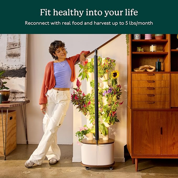 Gardyn Studio Hydroponics Growing System Kit & Vertical Indoor Garden Planter | Smart Herb Garden | Includes 16 Non-GMO Indoor Plants, Herbs, Vegetables & LED Grow Light for Your Home Gardening System