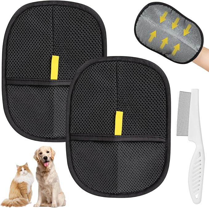 2Pcs Pet Hair Removal Glove, Electrostatic Gloves Pet Hair, Reusable Cat Hair Remover Glove, Upgraded Hair Removal Tool