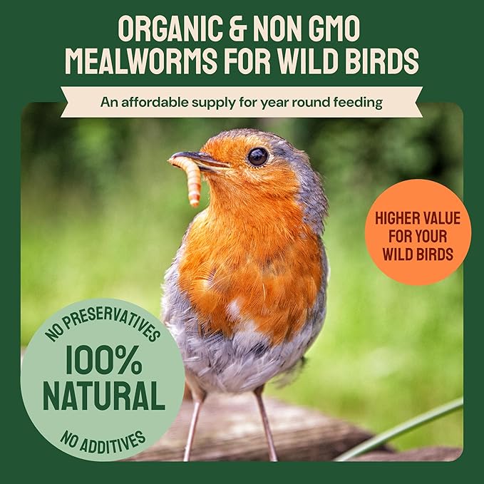 Dried Mealworms - 2 Lb Bag - High Protein Chicken Feed, Mealworms for Birds & Chickens - Meal Worms for Wild Birds & Turtles