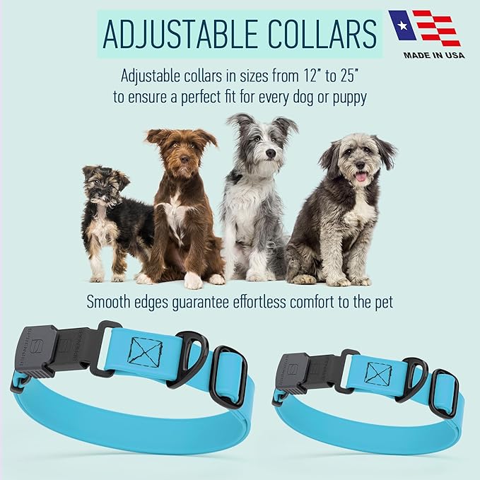 Dogline Biothane Waterproof Dog Collar with Herm Sprenger Black Stainless Steel Quick Release Buckle – Heavy Duty Tactical Durable Collar for Dogs – Comfortable and Safe Pet Collar, W 3/4" L 12-19"