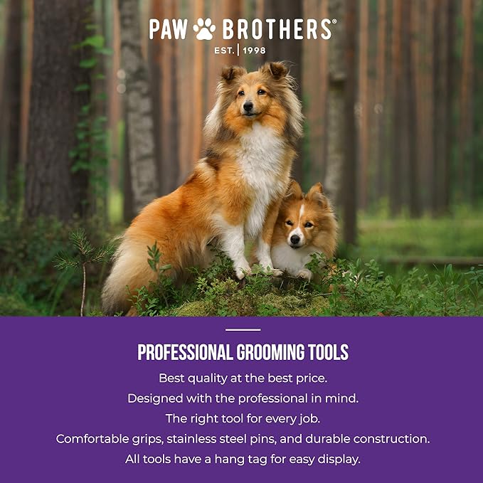 Ryan's Pet Supplies Paw Brothers Greyhound Style Comb for Dogs, Professional Grade Grooming Tool, Remove Knots and Tangles, True Teflon, Fine/Coarse, Ergonomic Handle, 7.5in