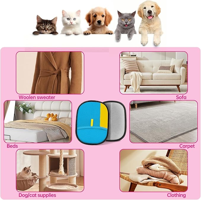 Upgraded pet Hair Removal Gloves, Reusable pet Hair Removal Gloves, Powerful cat and Dog Hair Removal, Suitable for Clothes、Sofas、Carpets、car Seats etc. (2PCS Blue)