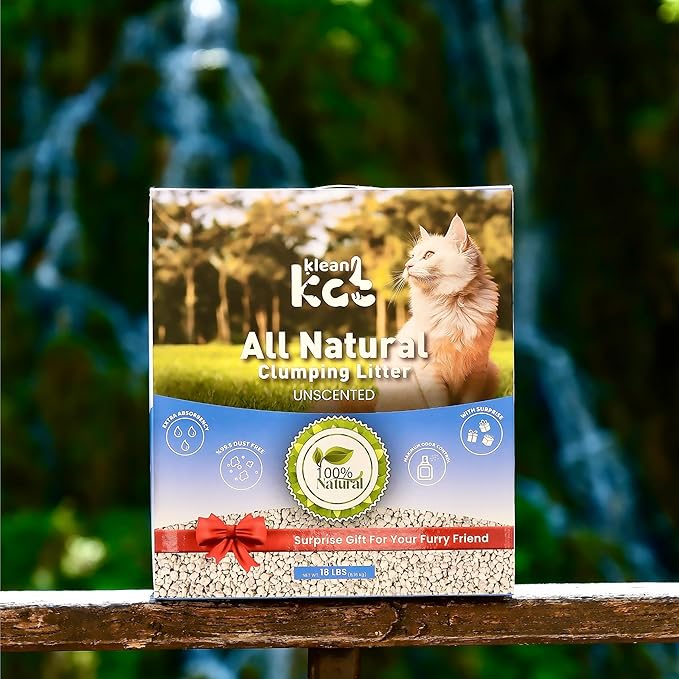 All Natural Clumping Cat Litter – Multiple Scents – Low Dust, Odor Control – Unscented 18 lb - Surprise Toy Inside