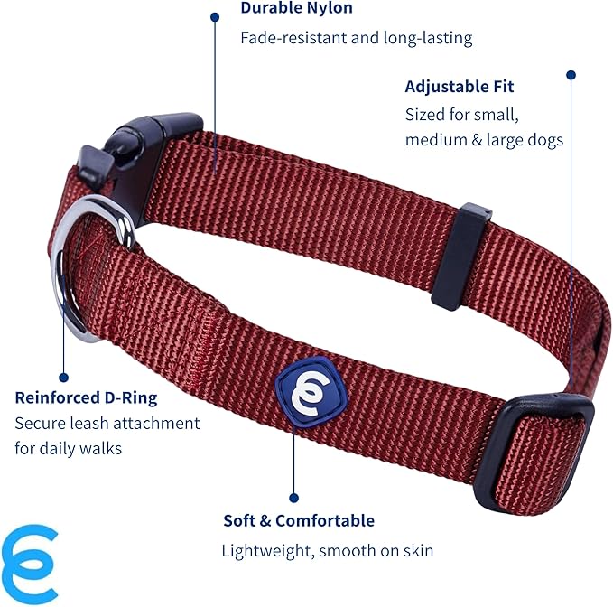 Blueberry Pet Essentials Large Dog Collar | Adjustable Nylon Dog Collar for Large Dogs | Fired Brick | Stylish Large Boy Dog Collar | Secure Puppy Collar | Dog Collars for Small Dogs & More
