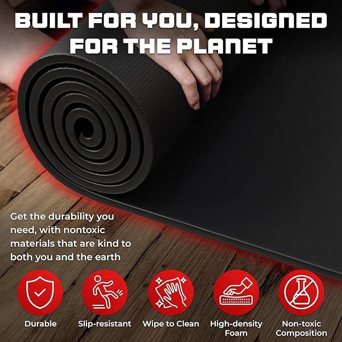 8FT x 4FT Extra Large Exercise Mat - PVC Floor Workout Mat with Carry Bag, Cleaning Cloth - Non slip Thick Workout Mats for Home Gym Flooring, Fitness Training Mat for Weights Pilates Cardio