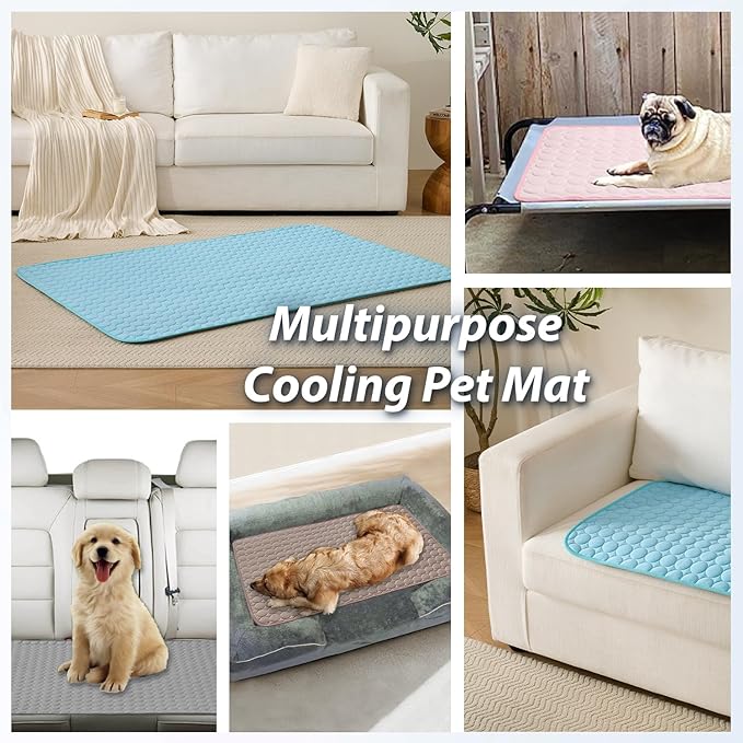 MICROCOSMOS Summer Cooling Mat & Sleeping Pad- Water Absorption Top, EZ Clean, Easy Carry, Materials Safe. Keep Cooling for Pets, Kids and Adults.(Pink, 59" x 40")