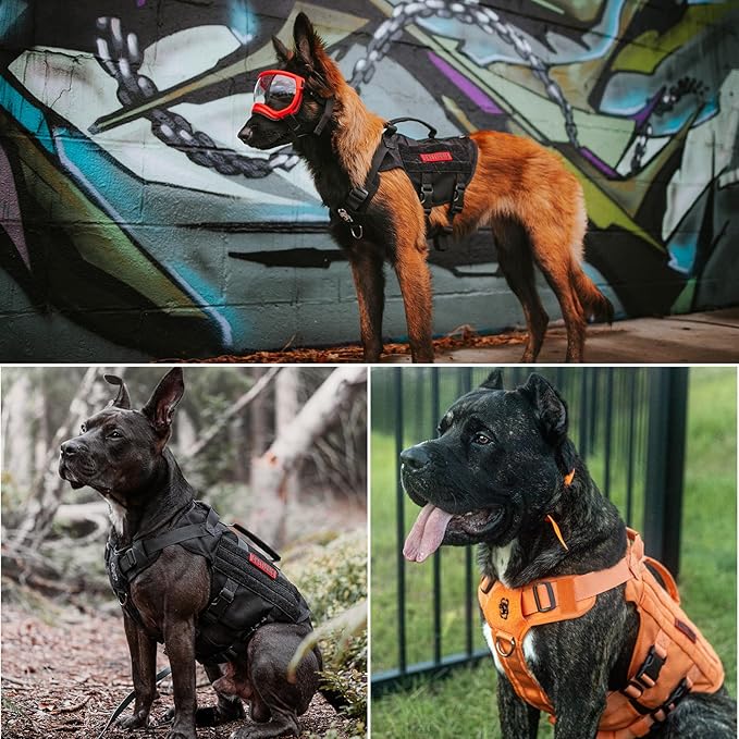 OneTigris Tactical Dog Harness for Small Dog, Mesh Design Service Dog Vest Breathable Military Dog Molle Vests with Handles, Harness for Walking Hiking Training